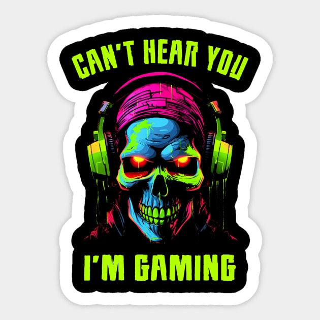 Gamer for Boys Teens Video Gaming Funny Skull Sticker by deptrai0023